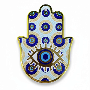 Enfeite de Parede Proteção Mão Hansá e Olho Grego Porcelana 10