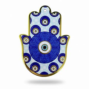 Enfeite de Parede Proteção Mão Hansá e Olho Grego Porcelana 08