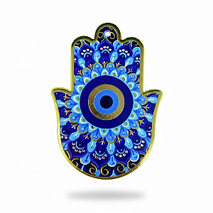 Enfeite de Parede Proteção Mão Hansá e Olho Grego Porcelana 06