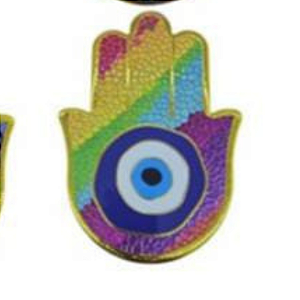 Enfeite de Parede Proteção Mão Hansá e Olho Grego Porcelana Colorido