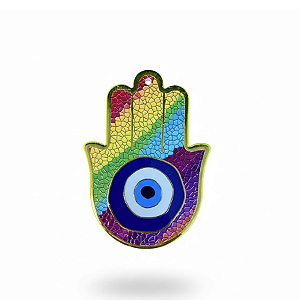 Enfeite de Parede Proteção Mão Hansá e Olho Grego Porcelana Colorido