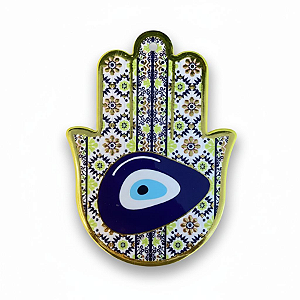 Enfeite de Parede Proteção Mão Hansá e Olho Grego Porcelana 04