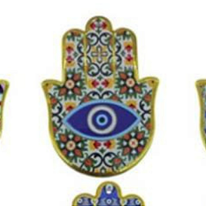 Enfeite de Parede Proteção Mão Hansá e Olho Grego Porcelana Flor