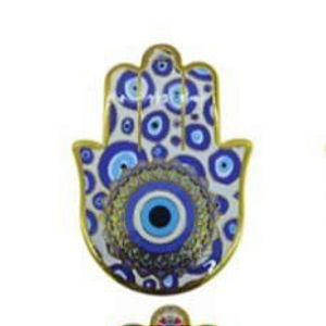 Enfeite de Parede Proteção Mão Hansá e Olho Grego Porcelana 01