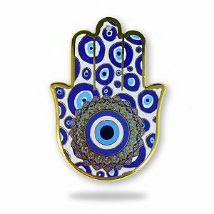 Enfeite de Parede Proteção Mão Hansá e Olho Grego Porcelana 01