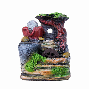 Fonte de Água em Resina Paisagem 1 Cascata Vermelha 3 Quedas P - 26217