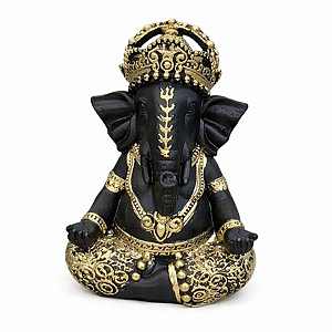 Estátua em Resina Ganesha Preto 10cm