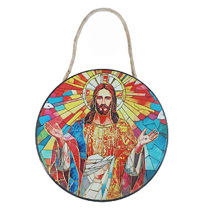 Enfeite de Parede Jesus Cristo Vitral - Colorido Modelo C