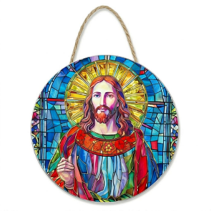 Enfeite de Parede Jesus Cristo Vitral - Colorido Modelo B