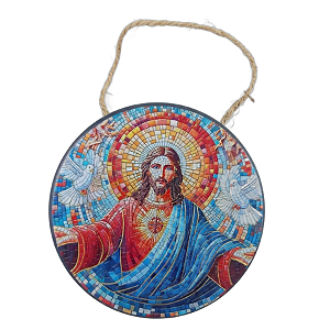 Enfeite de Parede Jesus Cristo Vitral - Colorido Modelo A