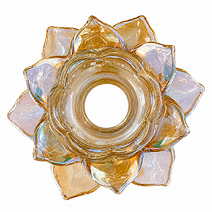 Castiçal Flor de Vidro Âmbar