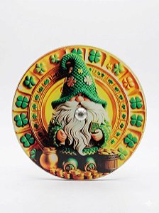 Incesário de Vidro Redondo  Gnomo da Prosperidade (Amarelo e Verde)