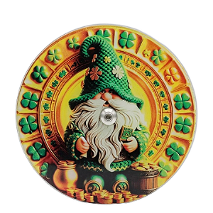 Incesário de Vidro Redondo Gnomo da Prosperidade (Amarelo e Verde)