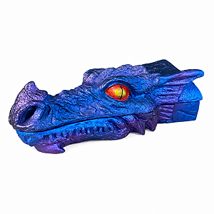 Incensário Cabeça de Dragão Azul em Resina com 24cm