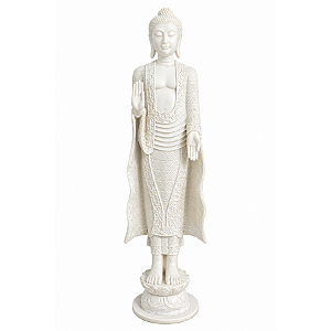 Estátua Buda Em Pé Proteção - Marmorite 48cm