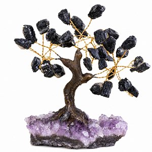 Árvore Pedra Turmalina Negra 7 Galhos 15 cm