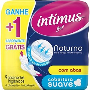 Absorvente intimus gel noturno suave com abas 9 unidades