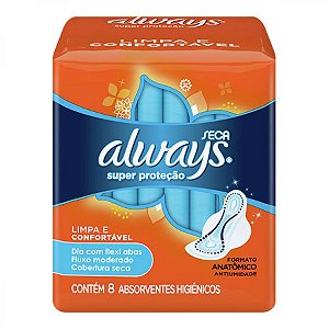 Absorvente always super protecao seca com abas 8 unidades