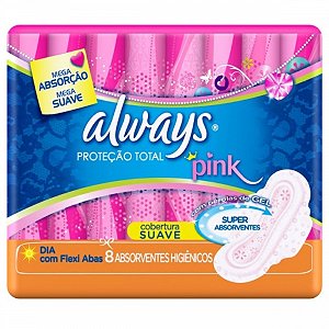 Absorvente always pink com abas 8 unidades
