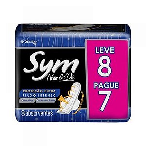 Absorvente sym noturno cobertura suave com abas leve 8 pague 7