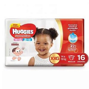 Fralda huggies supreme care jumbo xxg 16 unidades