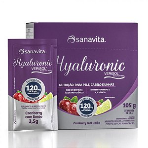 HYALURONIC ÁCIDO HIALURôNICO + VERISOL SANAVITA 30 SACHêS CRANBERRY + LIMãO