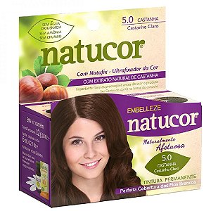 Tinta de cabelo natucor naturalmente afetuosa castanha castanho claro 5.0