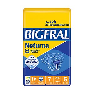 Fralda bigfral derma plus noturna g 7 unidades