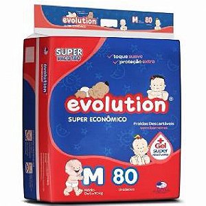 Fralda evolution m com 80 unidades