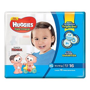 Fralda huggies tripla protecao jumbinho xg com 16 unidades