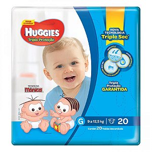 Fralda huggies tripla protecao jumbinho g com 20 unidades