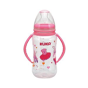 Copo kuka anti-vazamento rosa c/alca 240ml