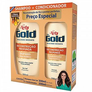 Shampoo e condicionador gold reconstrucao profunda 300ml