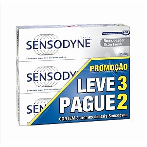 Creme dental sensodyne leve 3un pague 2un branqueador 50g
