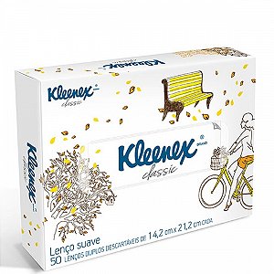 Lenco de papel kleenex com 50 folhas