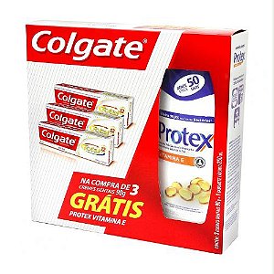 Kit 3 cremes dentais colgate total 12 clean mint leve gratis sabonete liq protex