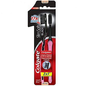 Escova dental colgate slimsoft black macia 2 unidades