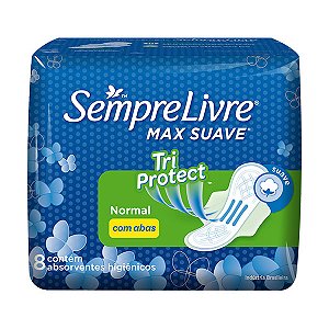 Absorvente sempre livre max suave normal tri protect com abas 8 unidades