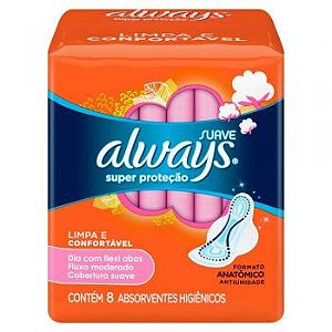Absorvente always super protecao seca com abas 8 unidades