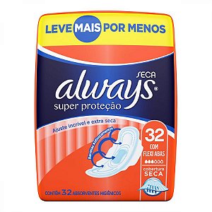 Absorvente externo always basico malha seca com abas leve 32 pague 28