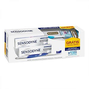 Kit creme dental sensodyne branqueador extra fresh 2 unidades 50g + escova dental