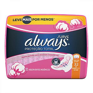 Absorvente always maxi protecao suave com abas lv32pg26 unidades