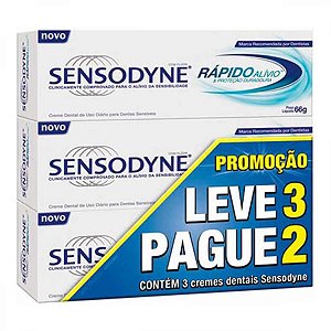 Creme dental sensodyne rapido alivio 50g - leve 3un pague 2un