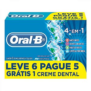 Creme dental oral-b 4em1 leve 6 pague 5 unidades de 70g