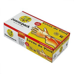 Luva descarpack vinil g com 100 unidades