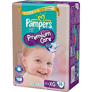 Fralda pampers premium care xg com 16 unidades