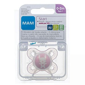 Chupeta mam start cor rosa coelhinha tamanho rn a 2 meses com 1 unidade