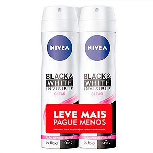 Kit desodorante aerosol nivea black&white invisible clear com 2 unidades