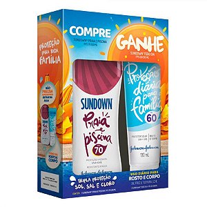 Kit protetor solar corporal sundown fps 70 com 200ml + protetor solar facial neutrogena fps 60 com 5