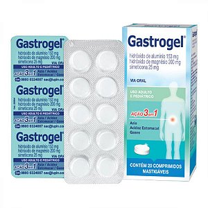 Gastrogel com 20 comprimidos mastigaveis
